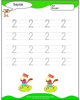 okul öncesi 1 sayısı çizgi çalışması